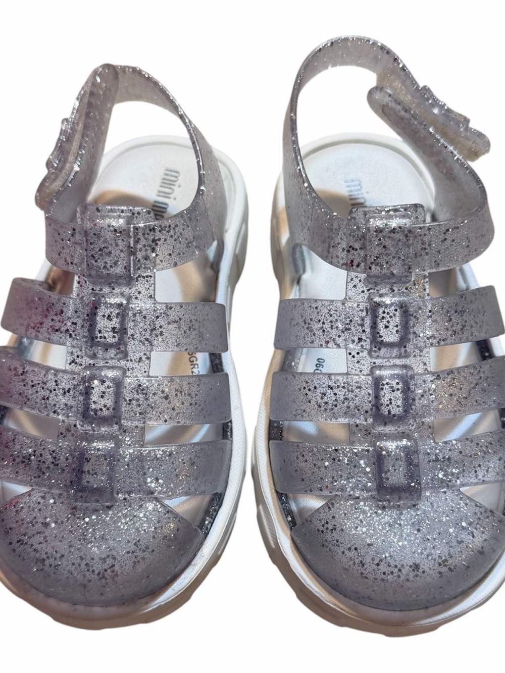 Mini Melissa Glitter Jelly Sandals in Silver